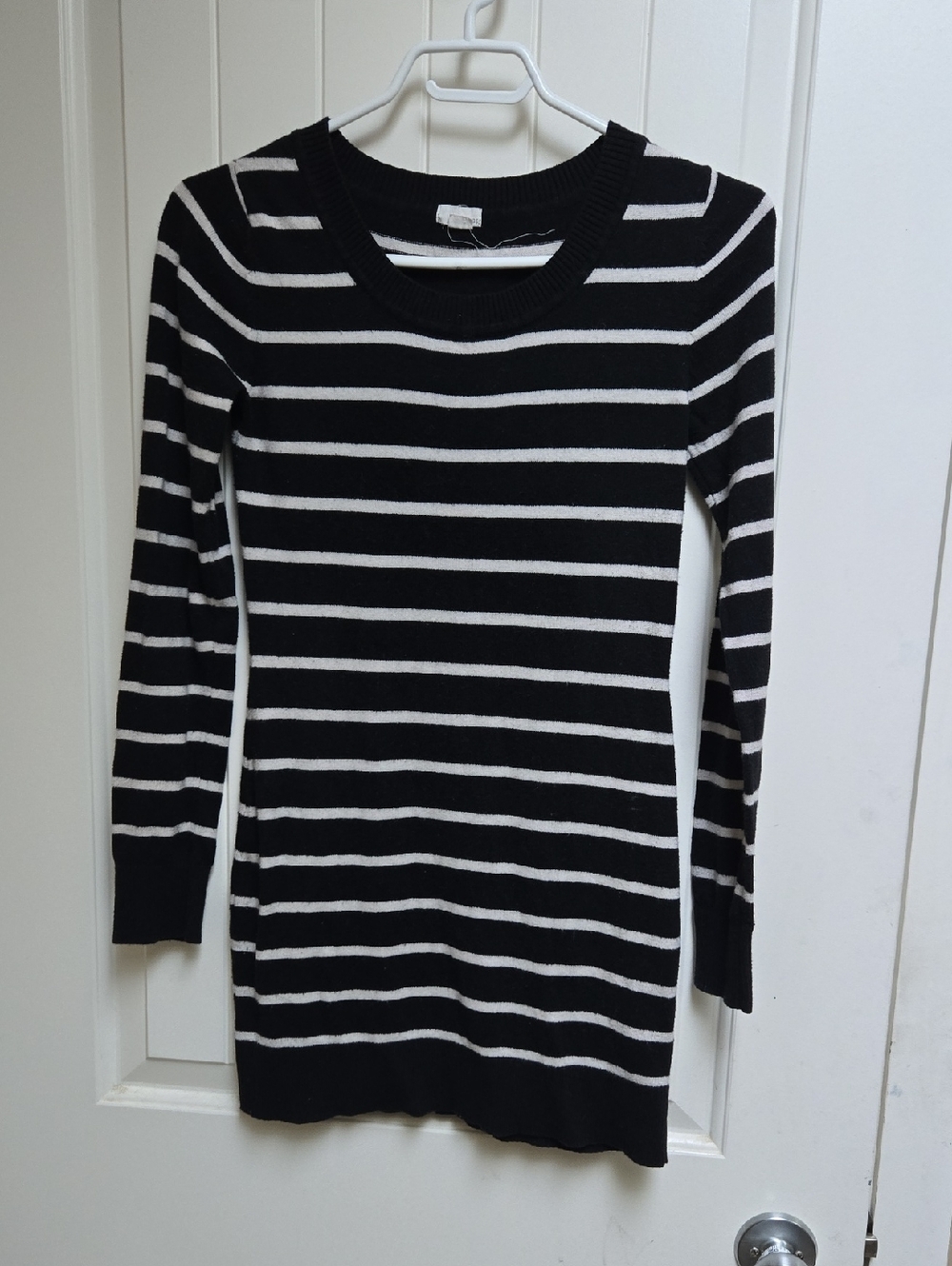 Garage Women's XS Black & White Striped Long Sleeve Sweater Dress